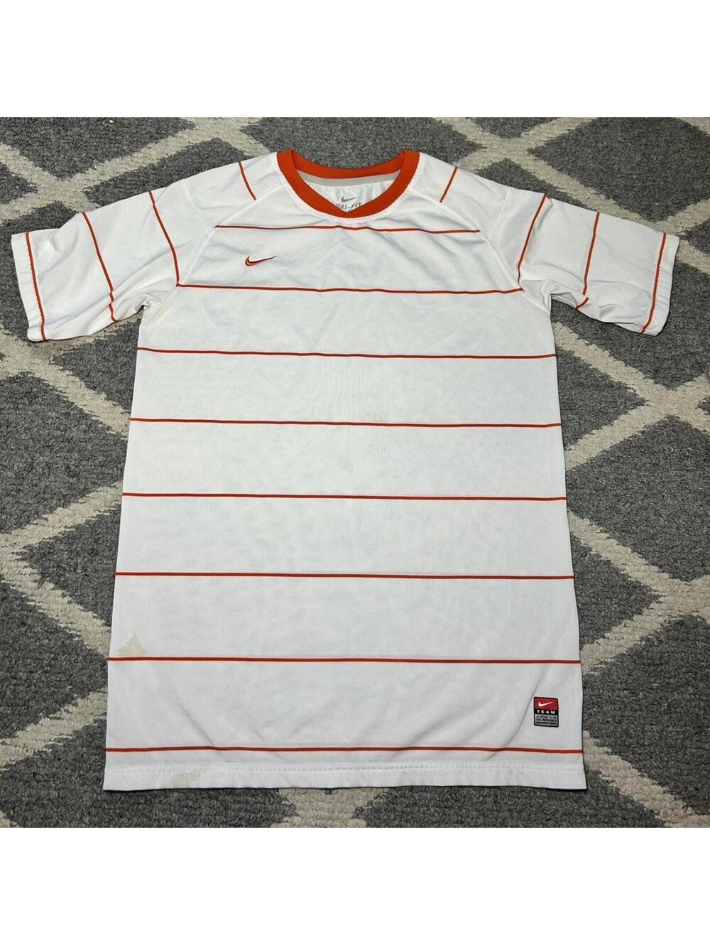 Nike Dri-Fit Short Sleeve Jersey Top Orange/White Stripe Women’s XL